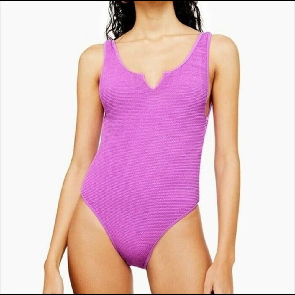 Summer High Ribbed One-Piece Swimsuit-light purple